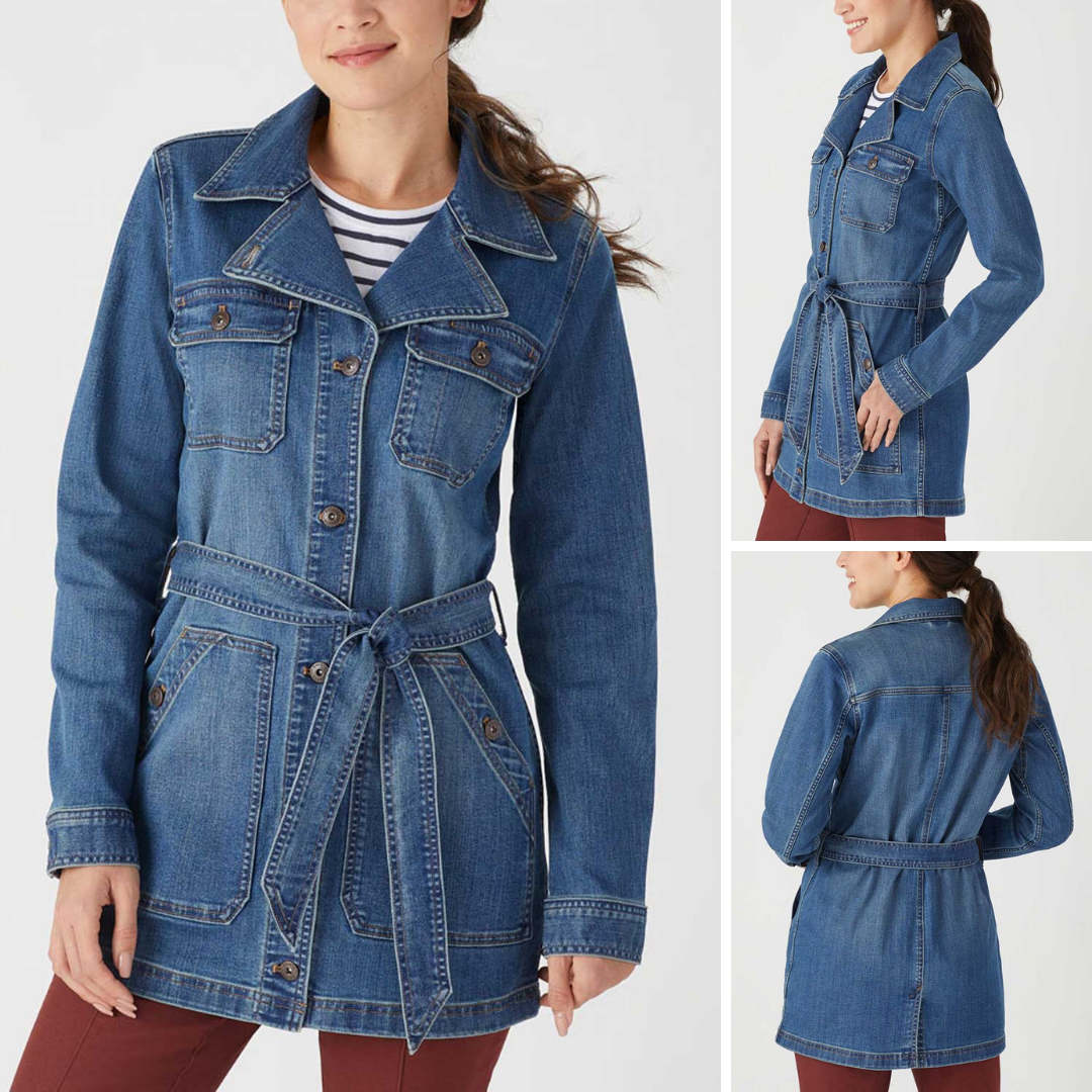 Jacket Denim Wanita Lengan Panjang Stretch (DLT01 DAILY DENIM TRENCH)