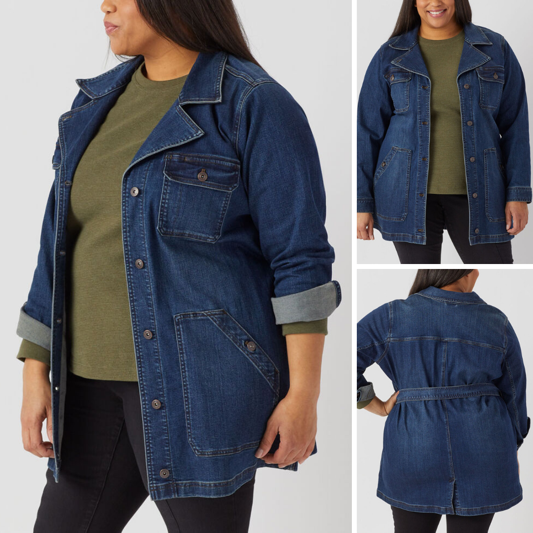 Jacket Denim Wanita Lengan Panjang Stretch (DLT01 DAILY DENIM TRENCH)