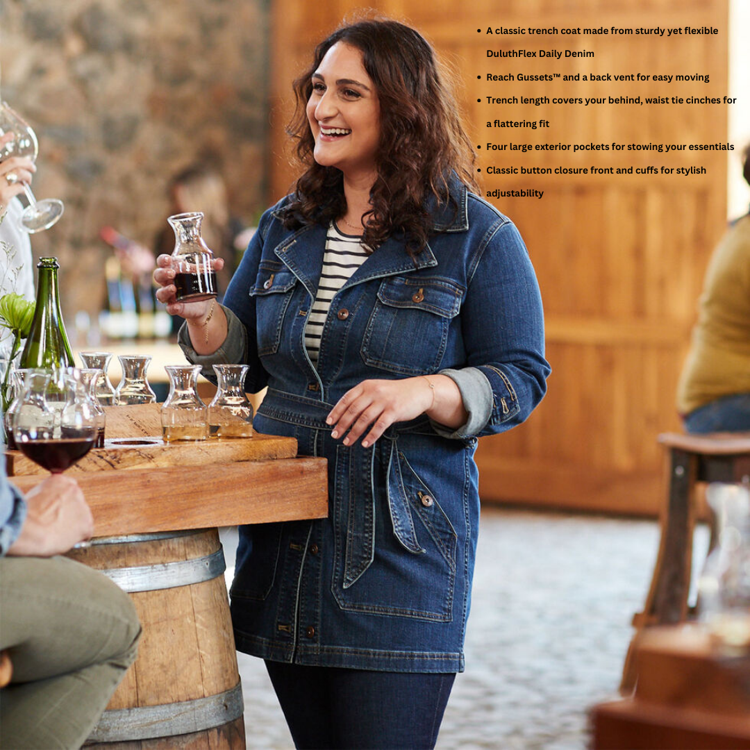 Jacket Denim Wanita Lengan Panjang Stretch (DLT01 DAILY DENIM TRENCH)