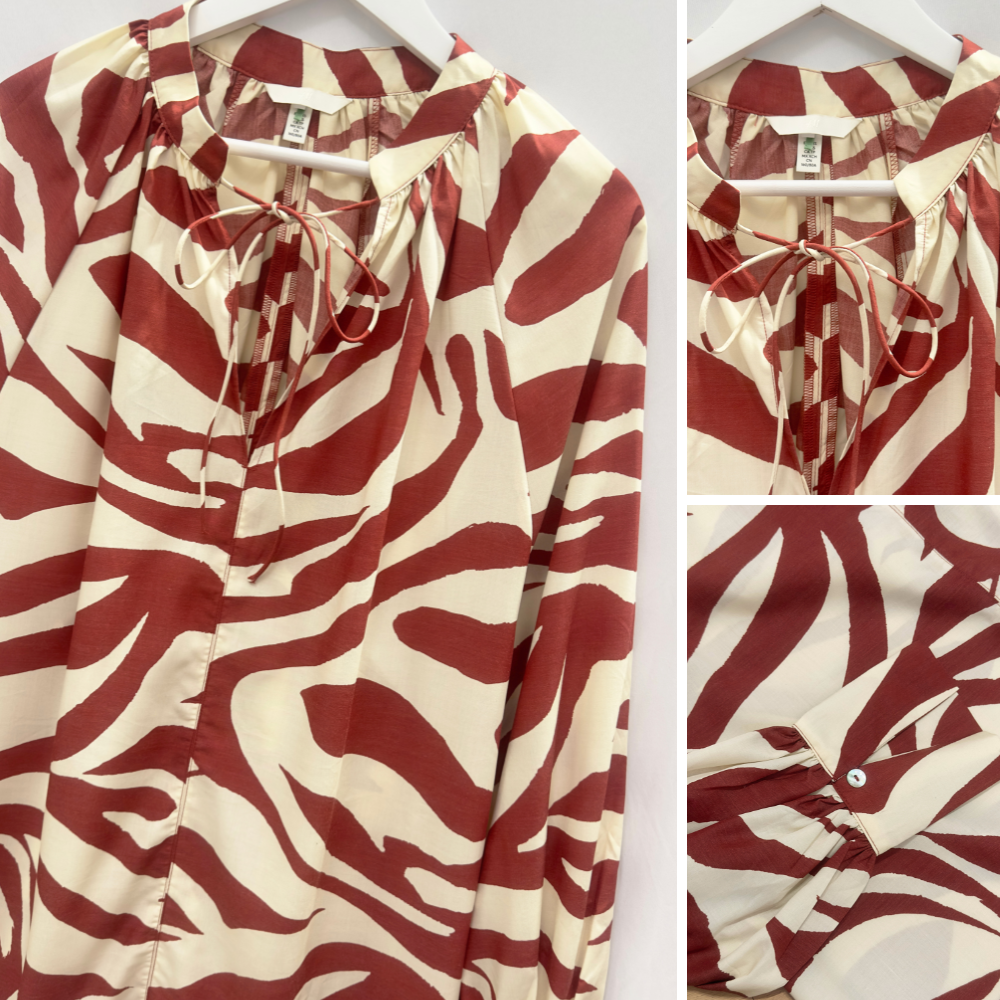 Dress Mini Wanita Lengan Panjang (HMD538 OVERSZD CREAM PRINT DR)