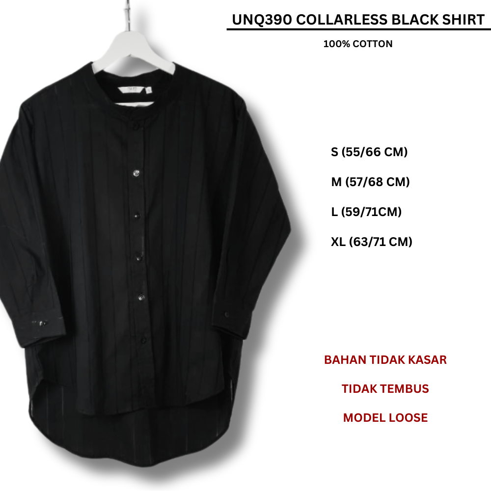 Atasan Kemeje Wanita Lengan Panjang (UNQ390 COLLARLESS SHIRT)