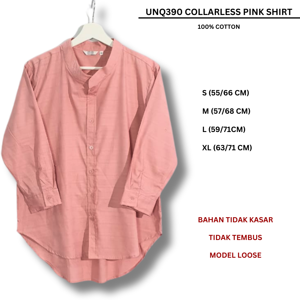 Atasan Kemeje Wanita Lengan Panjang (UNQ390 COLLARLESS SHIRT)
