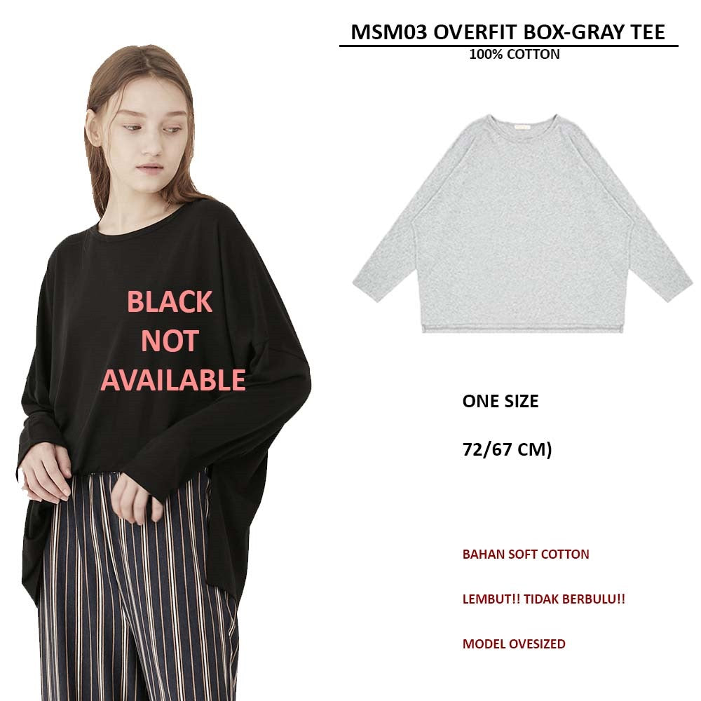 Atasan Wanita Lengan Panjang Soft Cotton (MSM03 OVERFIT BOX-GRAY TEE)
