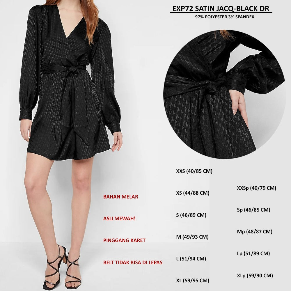 Dress Mini Wanita Lengan Panjang (EXP72 SATIN JACQ DRESS)