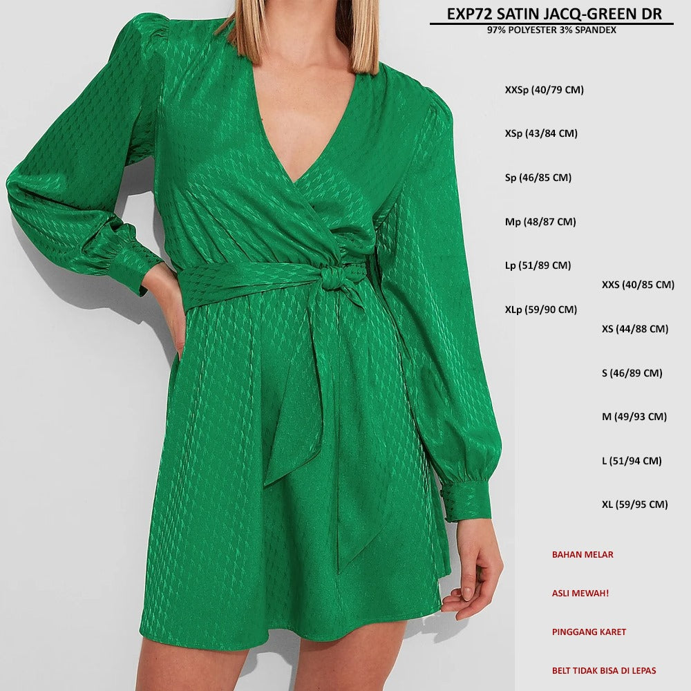 Dress Mini Wanita Lengan Panjang (EXP72 SATIN JACQ DRESS)