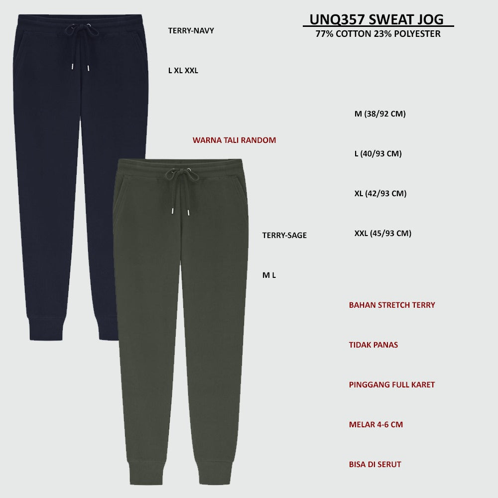 Celana Panjang Jogger Wanita Stretch Terry (UNQ357 TERRY SWEAT JOG)
