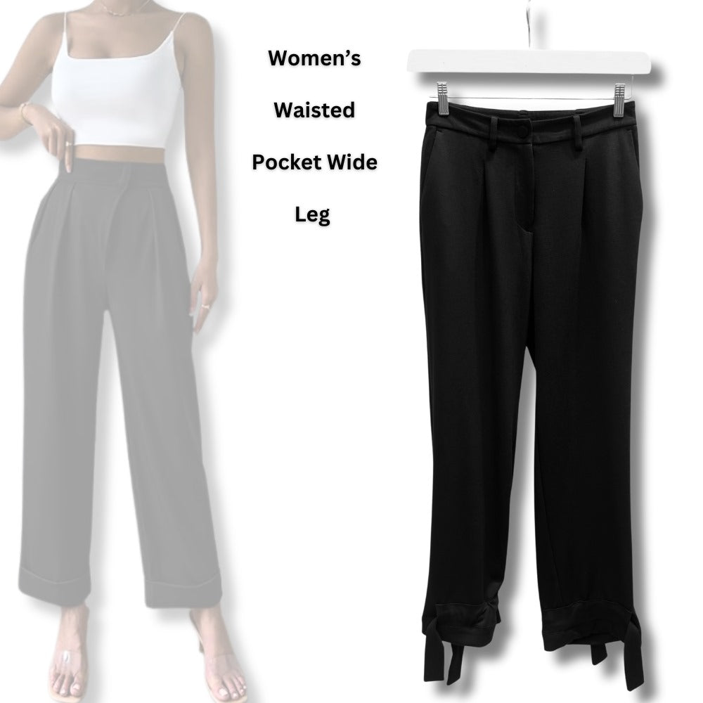 Celana Panjang Wanita Highrise (WORTH36 WIDE-BLACK STRETCH TR)