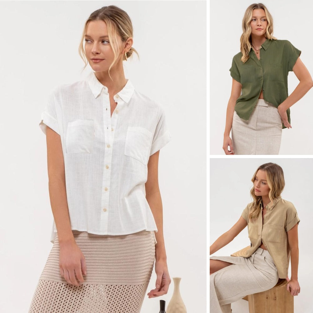 Atasan Blouse Wanita Lengan Pendek (MNE02 SS ROLLSLV BL)
