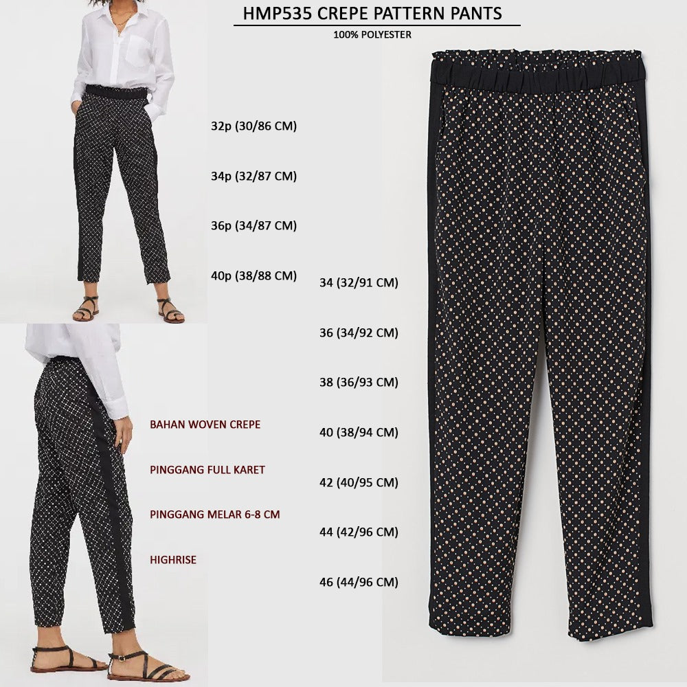 Celana Panjang Wanita Woven Crepe Highrise (HMP535 CREPE PATTERN PANTS)