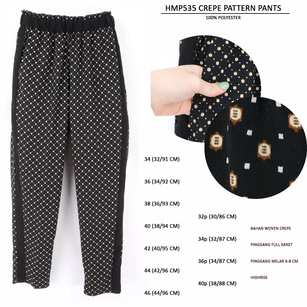 Celana Panjang Wanita Woven Crepe Highrise (HMP535 CREPE PATTERN PANTS)