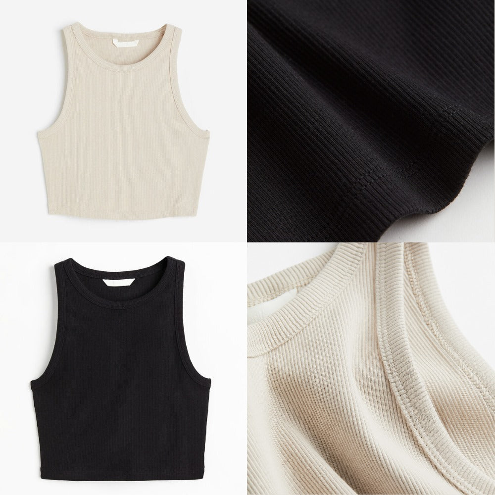 Atasan Crop Wanita Tanpa Lengan (HMT541 RIB CROPPED)