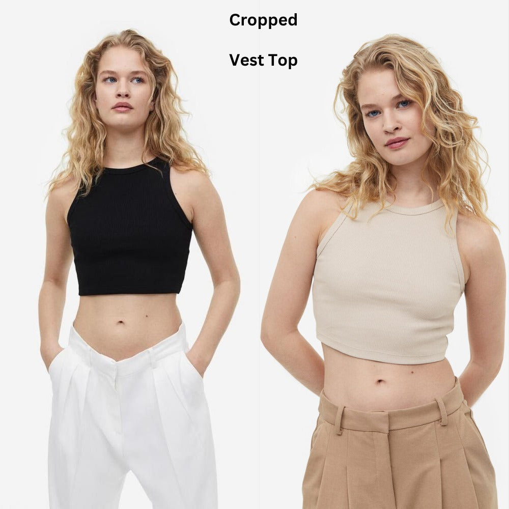 Atasan Crop Wanita Tanpa Lengan (HMT541 RIB CROPPED)