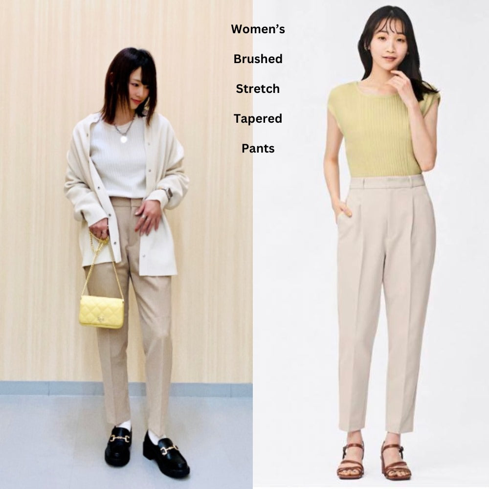 Celana Panjang Wanita Tapered (UNQ377 BRUSHED-IVORY PANTS)