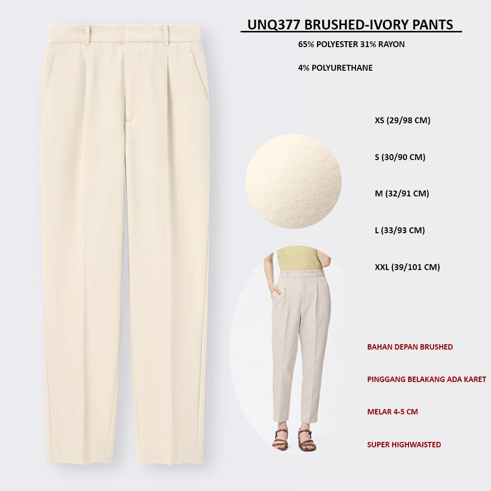 Celana Panjang Wanita Tapered (UNQ377 BRUSHED-IVORY PANTS)