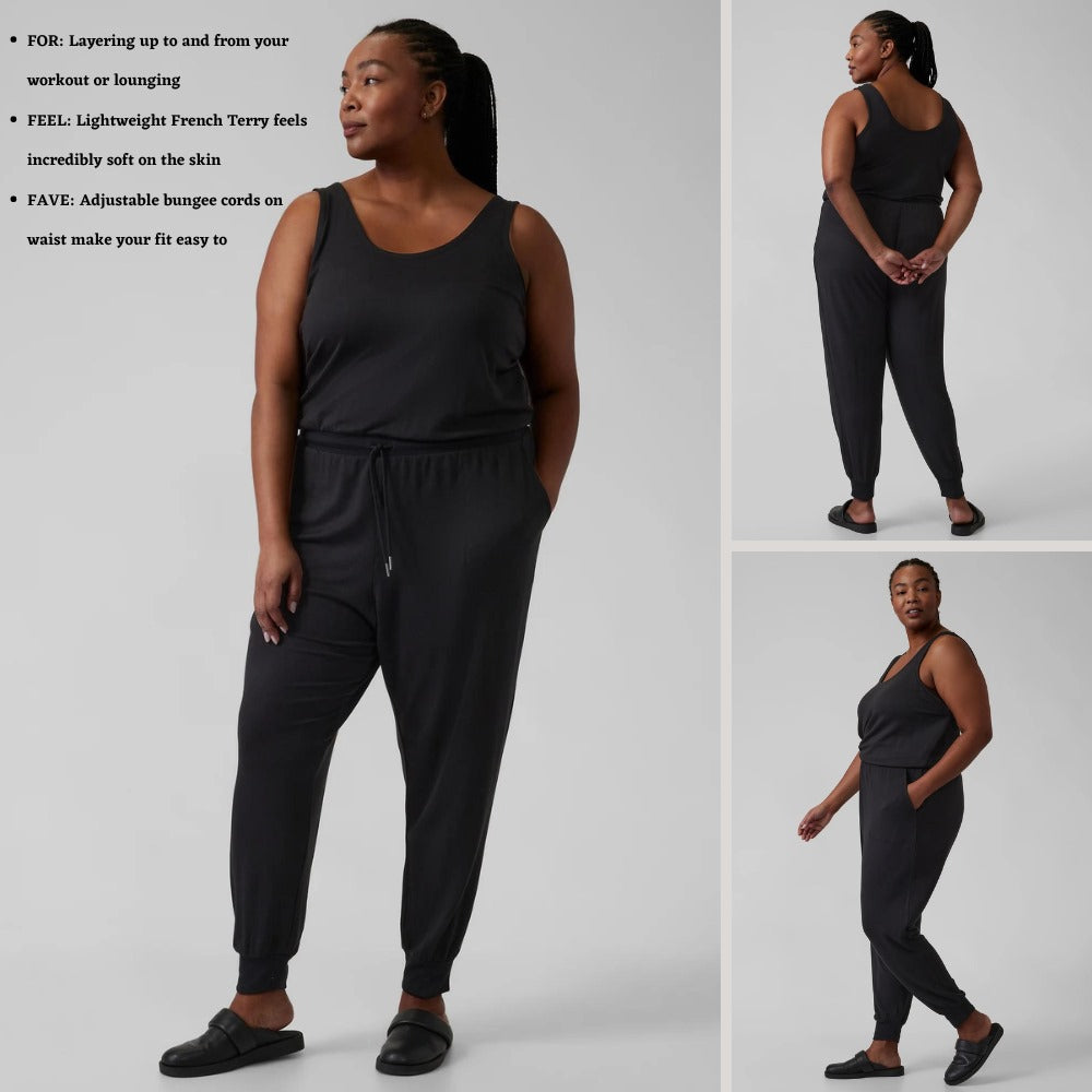 Jumpsuit Wanita Tanpa Lengan Frency Terry (ATHL23 BALANCE BLACK JUMP)