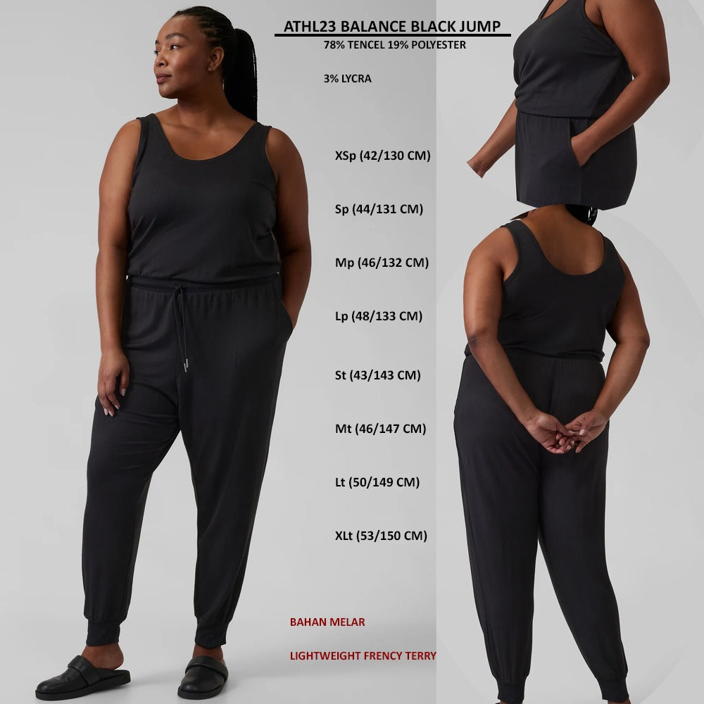 Jumpsuit Wanita Tanpa Lengan Frency Terry (ATHL23 BALANCE BLACK JUMP)