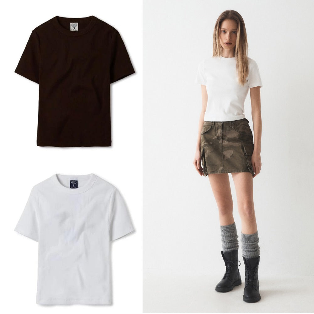 Atasan Kaos Wanita Lengan Pendek (WHO01 RIBBED CROP TOP)