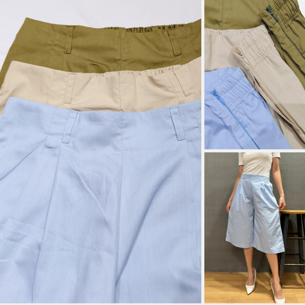 Celana Kulot Wanita Soft Cotton Highwaist (UNQ409 PLEATED CULLOTE)