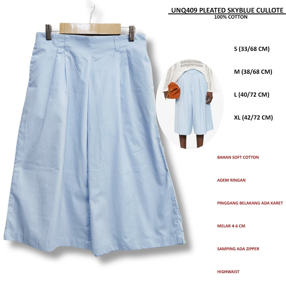 Celana Kulot Wanita Soft Cotton Highwaist (UNQ409 PLEATED CULLOTE)