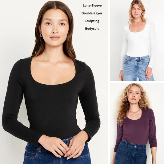 Atasan Bodysuit Wanita Lengan Panjang (ODN611 SCULP BODYSUIT)