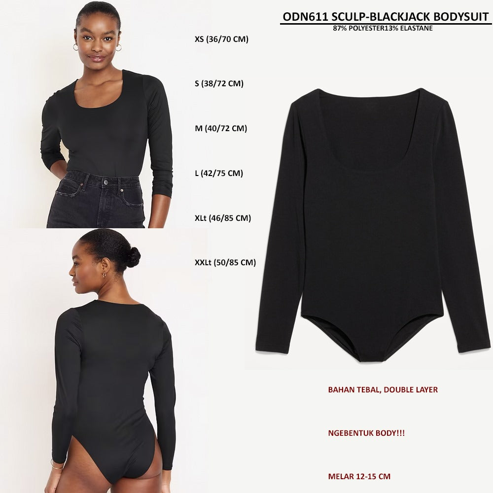 Atasan Bodysuit Wanita Lengan Panjang (ODN611 SCULP BODYSUIT)