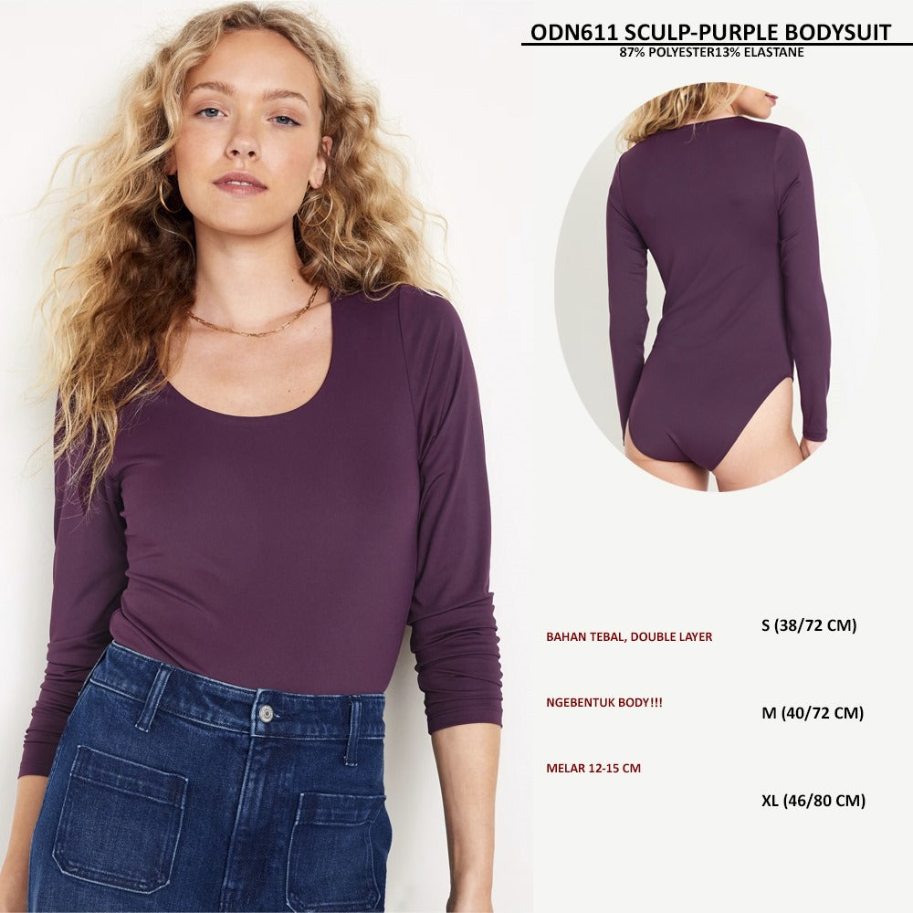 Atasan Bodysuit Wanita Lengan Panjang (ODN611 SCULP BODYSUIT)