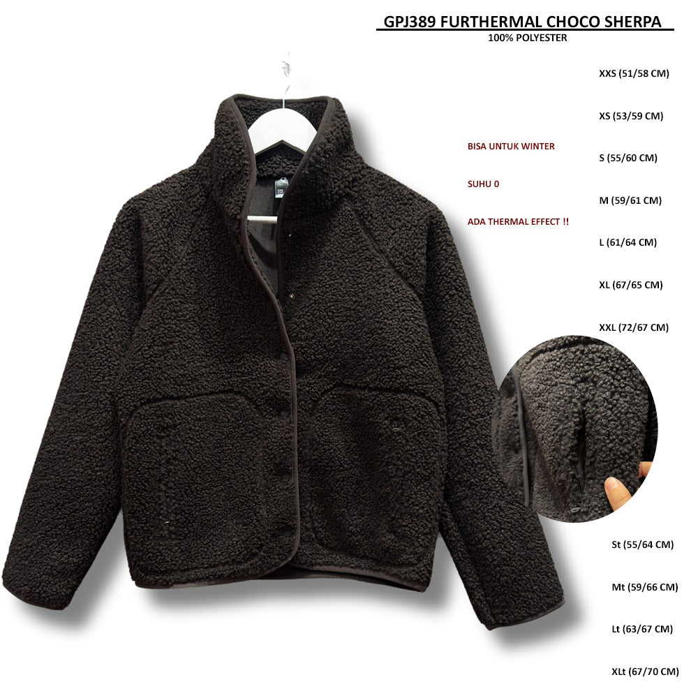 Jacket Wanita Musim Dingin Lengan Panjang (GPJ389 FURTHERMAL SHERPA)
