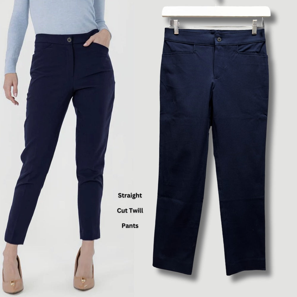 Celana Panjang Straight Wanita Midrise (ISG06 STRAIGHT TWILL NAVY)