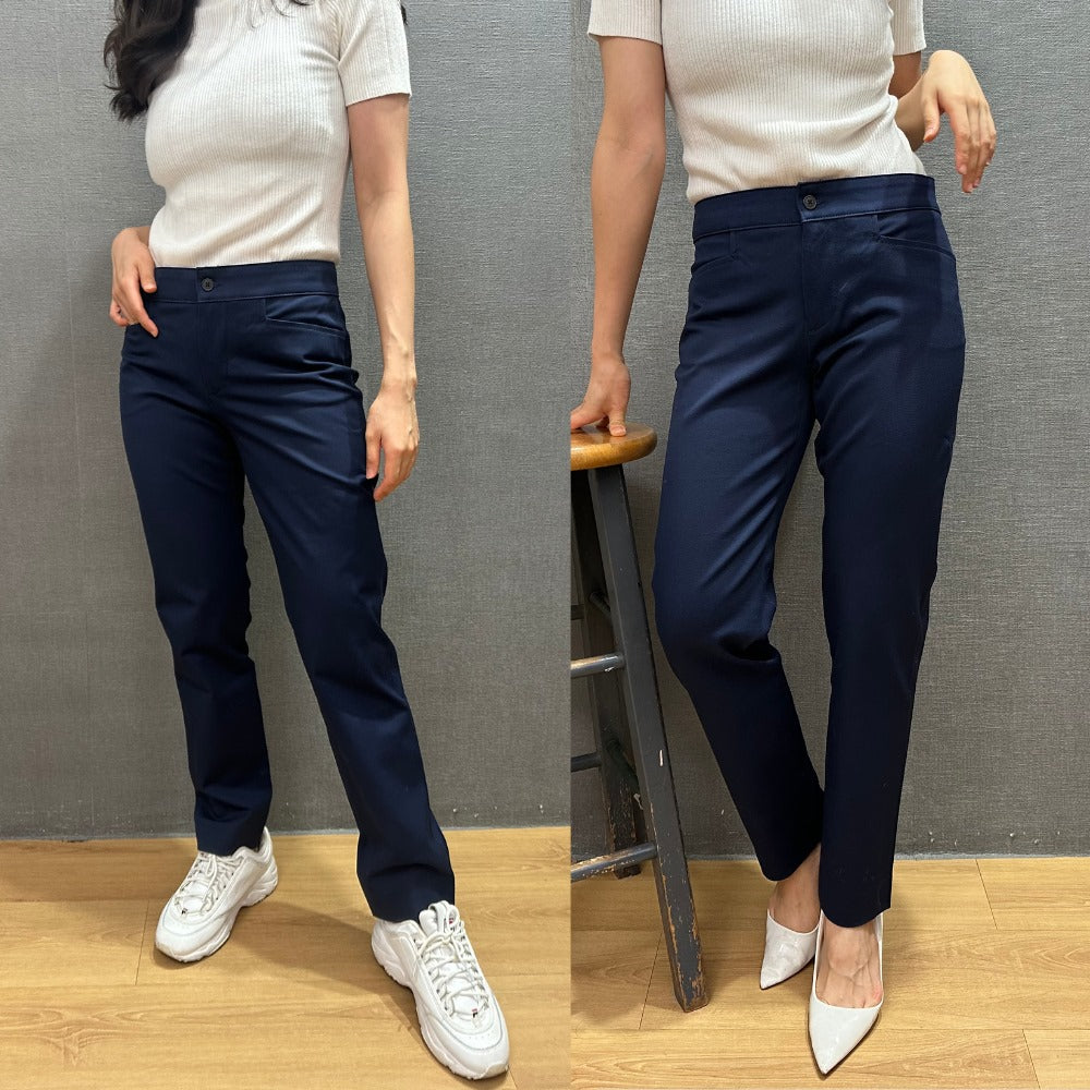 Celana Panjang Straight Wanita Midrise (ISG06 STRAIGHT TWILL NAVY)