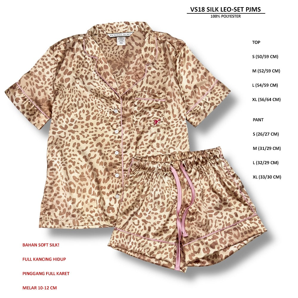 Set Piyama Wanita Lengan Pendek Soft Silk (VS18 SILK LEO-SET SHORT)
