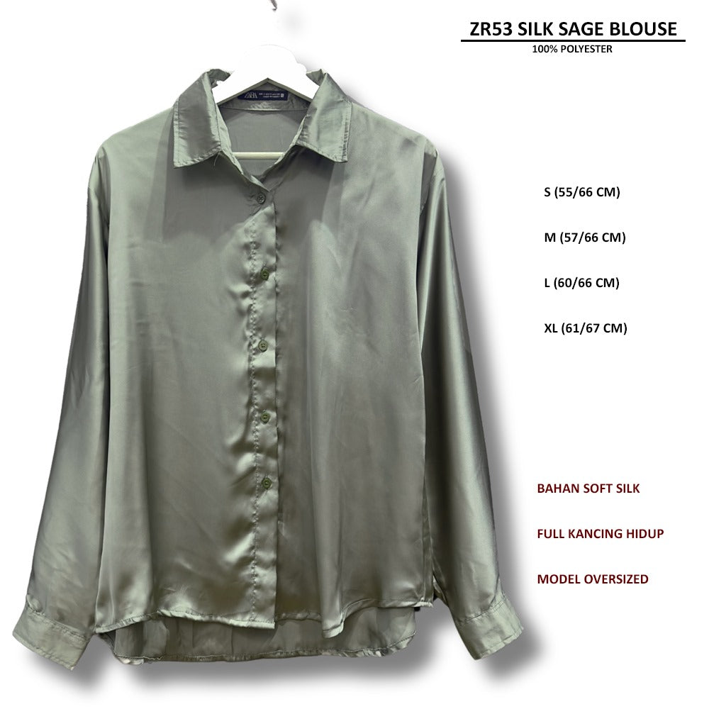 Atasan Blouse Wanita Lengan Panjang (ZR53 SILK SAGE BLOUSE)