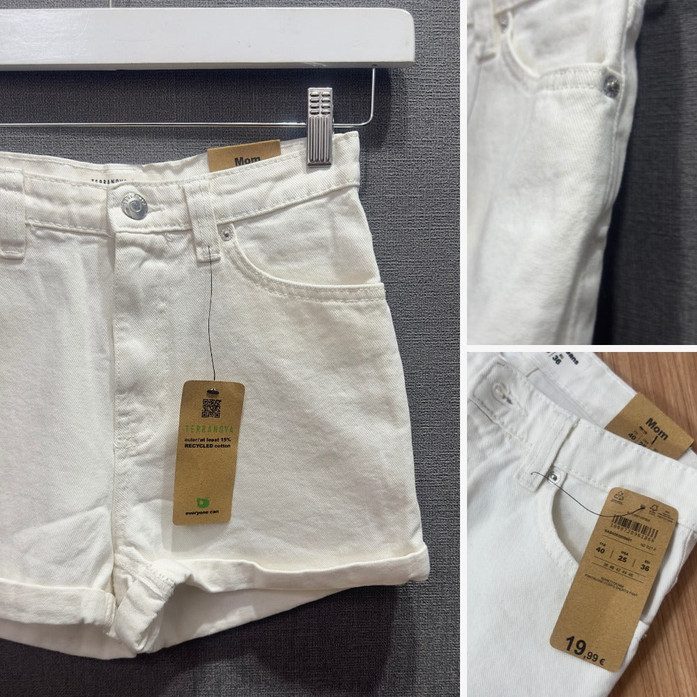 Celena Pendek Denim Wanita Highrise (TRN02 MOMFIT WHITE-DENIM SHORT)