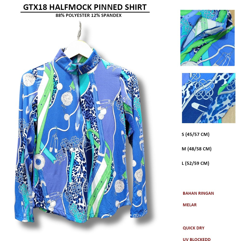 Atasan Kemeja Wanita Lengan Panjang Kerah Tinggi Halfzip (GTX18 HALFMOCK SHIRT)