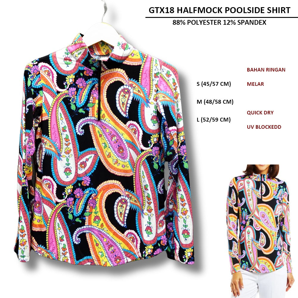 Atasan Kemeja Wanita Lengan Panjang Kerah Tinggi Halfzip (GTX18 HALFMOCK SHIRT)