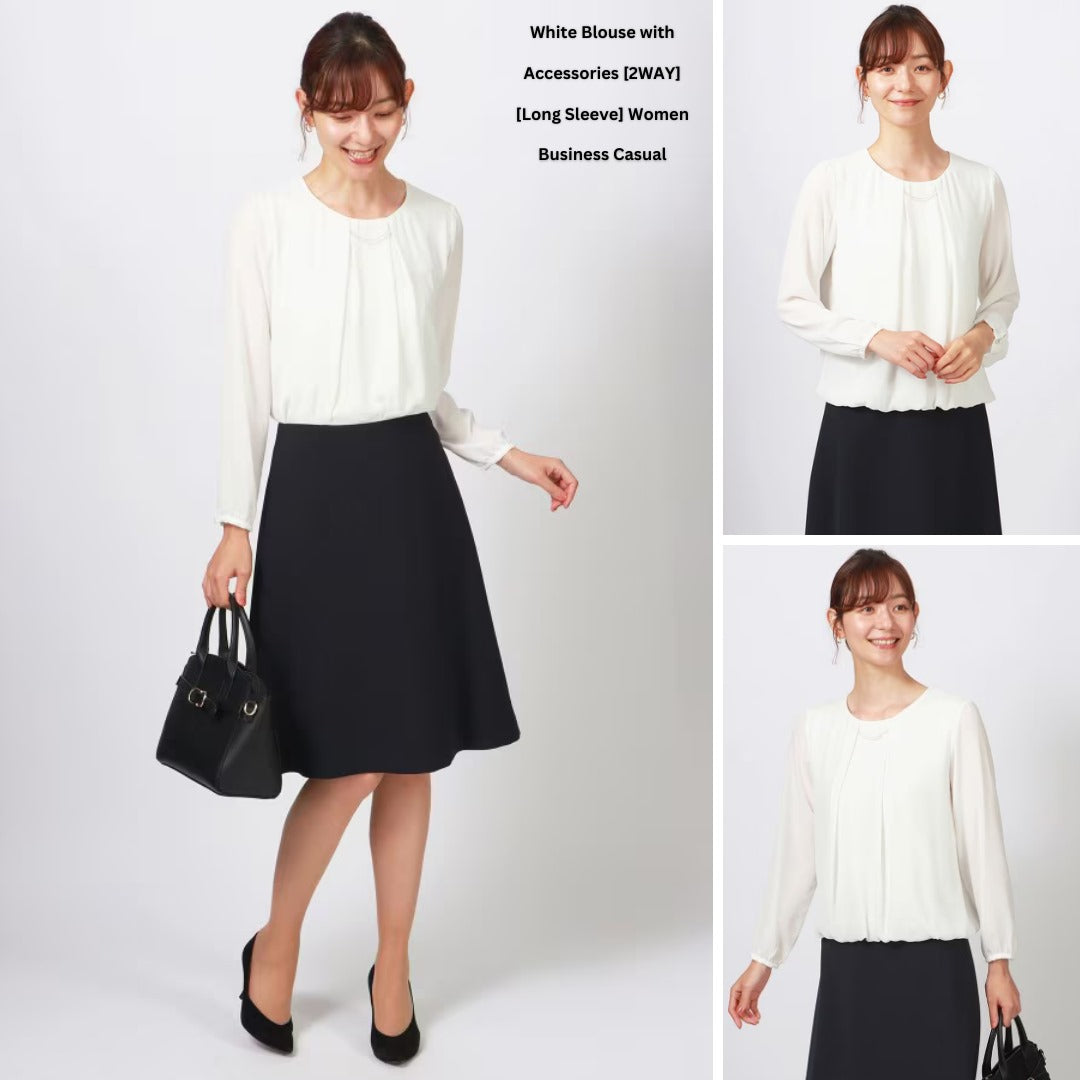 Atasan Blouse Wanita Lengan Panjang (JPN54 PEARLCHAIN CHIFFON BLOUSE)