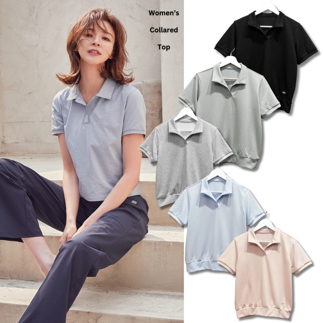 Atasan Kaos Wanita Kerah Loose (STL62 COLLAR SHORT TOP)