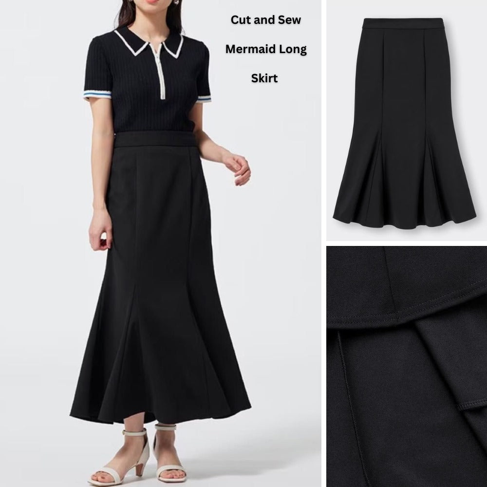 Rok Fishtail Maxi Wanita Highrise (UNQ429 MERMAID BLACK SKIRT)