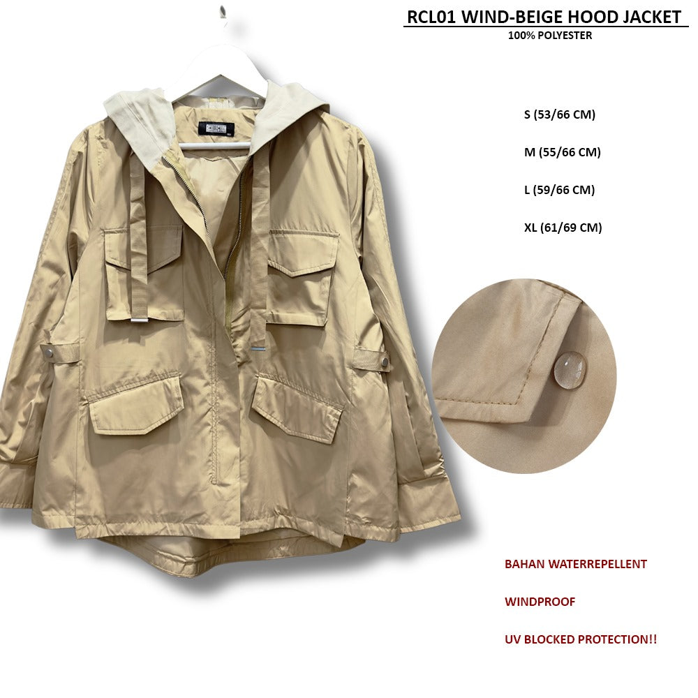 Jacket Wanita Utility Windproof & Waterrepellent (RCL01 WIND HOOD JACKET)