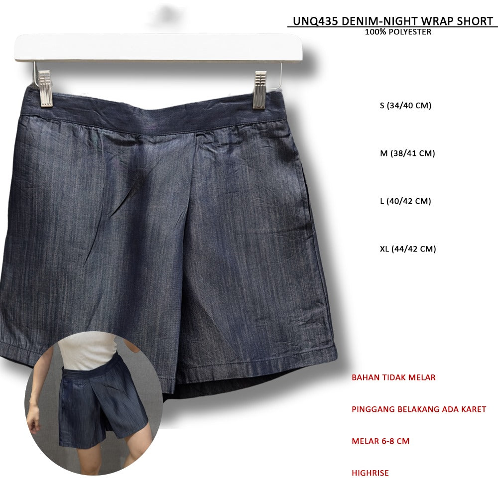 Skort Denim Wanita Highrise (UNQ435 DENIM WARP SHORT)