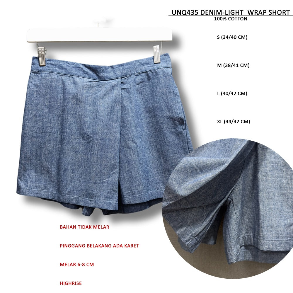 Skort Denim Wanita Highrise (UNQ435 DENIM WARP SHORT)