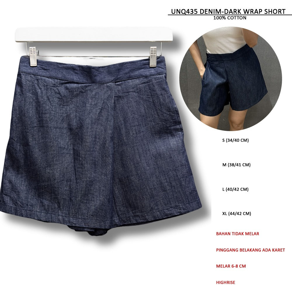 Skort Denim Wanita Highrise (UNQ435 DENIM WARP SHORT)