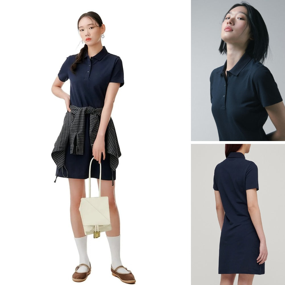 Dress Mini Polo Wanita Lengan Pendek (MNS01 PIQUE-NAVY POLO DR)