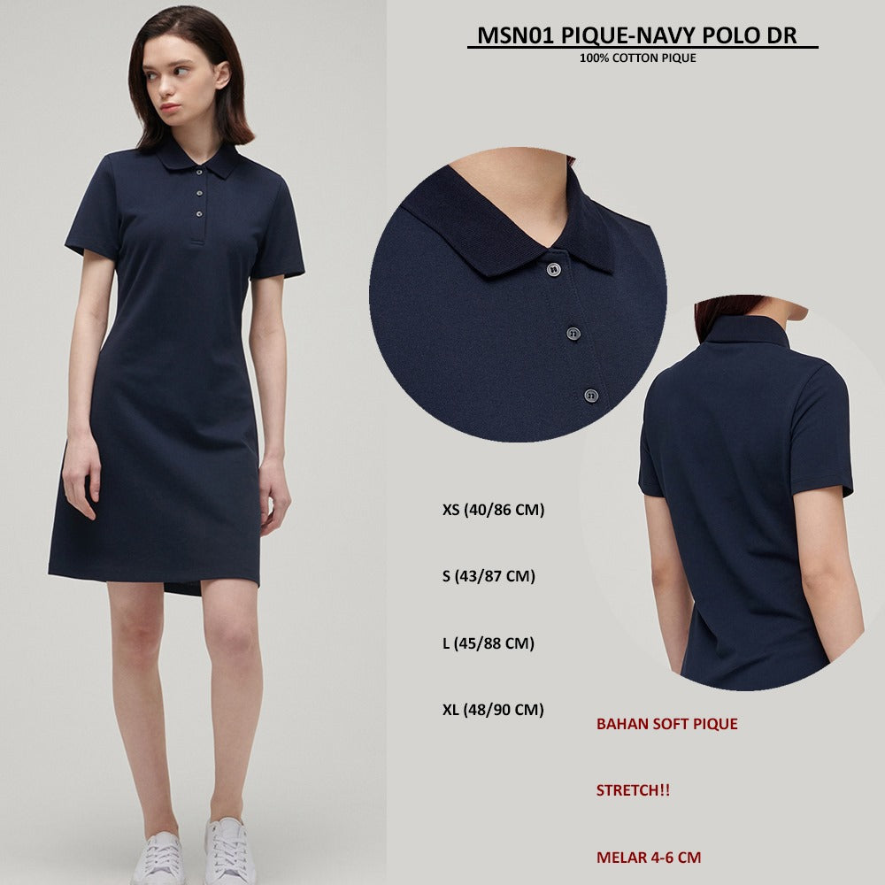 Dress Mini Polo Wanita Lengan Pendek (MNS01 PIQUE-NAVY POLO DR)