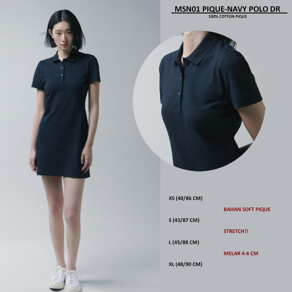 Dress Mini Polo Wanita Lengan Pendek (MNS01 PIQUE-NAVY POLO DR)