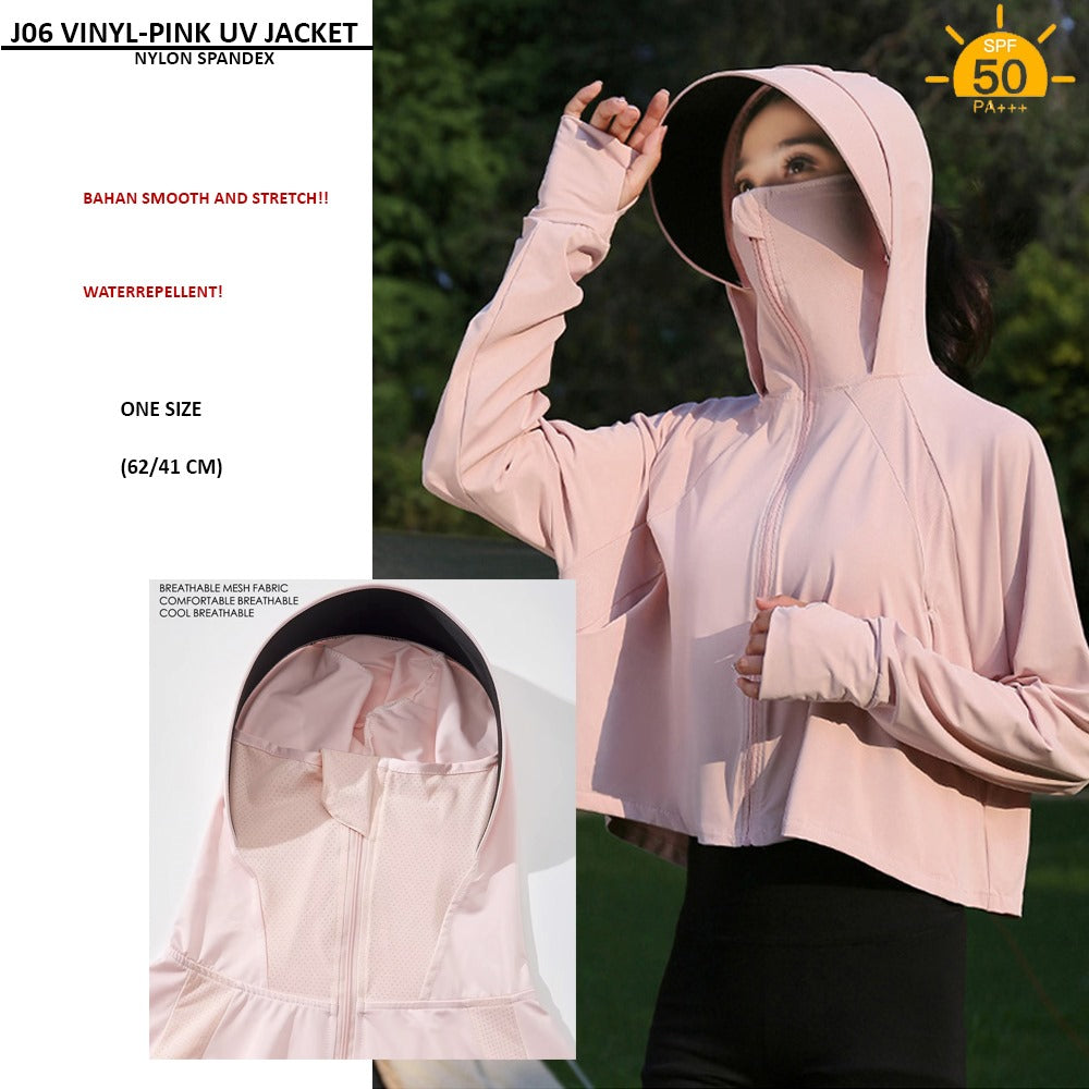 Jacket UV Wanita Lengan Panjang Waterrepellent (J06 VINYL UV JACKET)