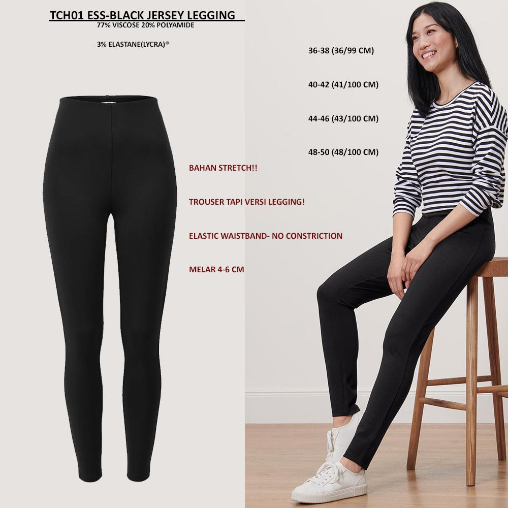 Celana Panjang Wanita Legging Stretch (TCH01 ESS-BLACK JERSEY LEG)