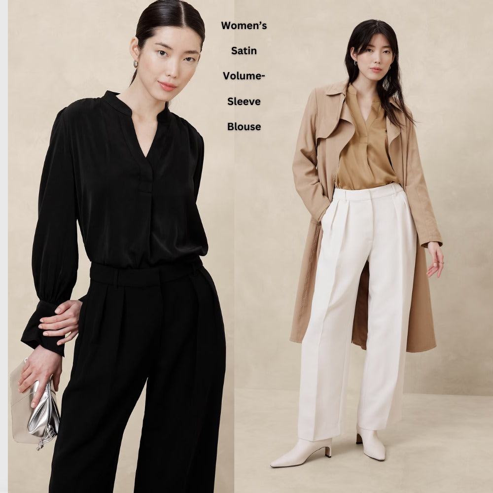 Blouse Wanita Lengan Panjang Soft Satin (BREP92 SATIN VEE BL)