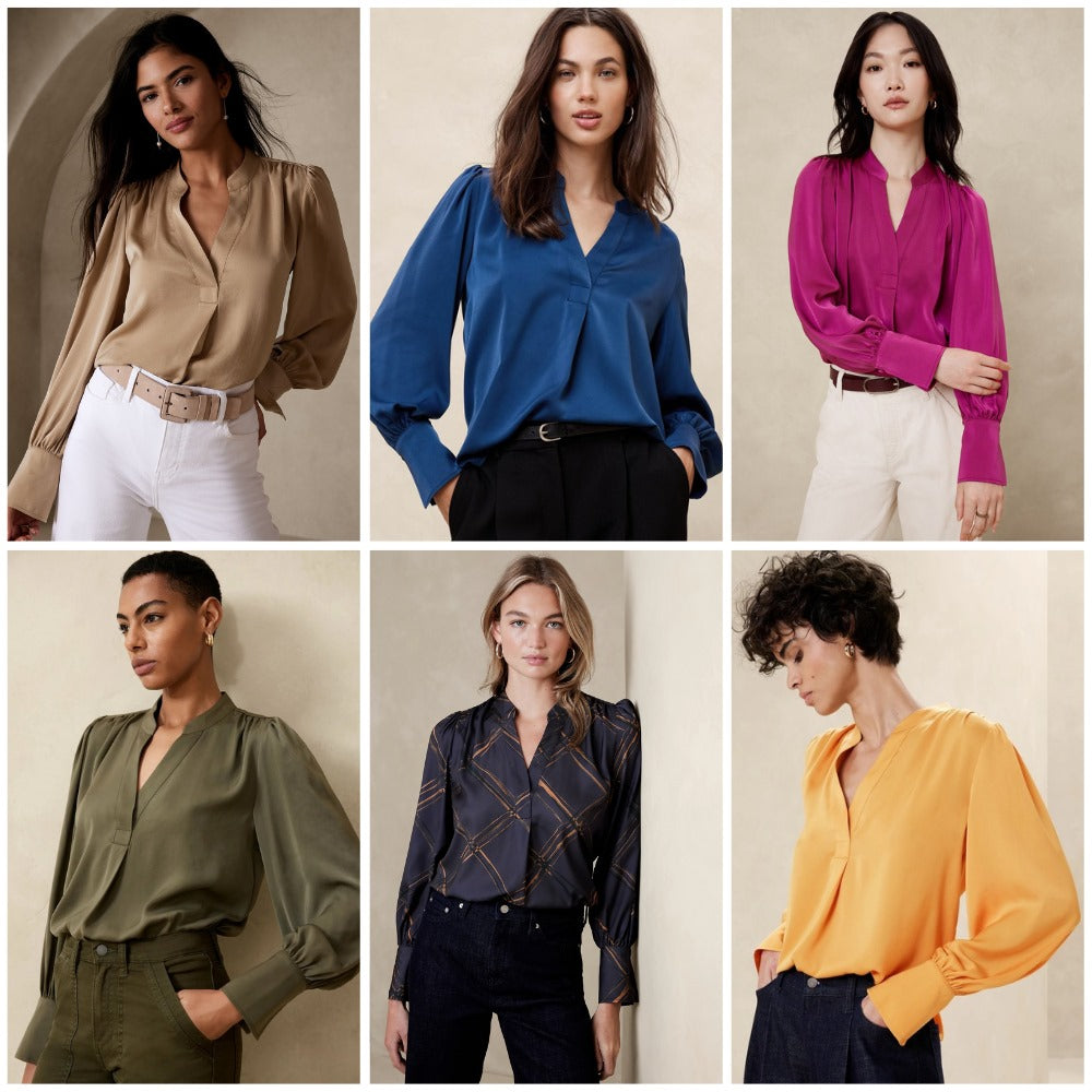 Blouse Wanita Lengan Panjang Soft Satin (BREP92 SATIN VEE BL)