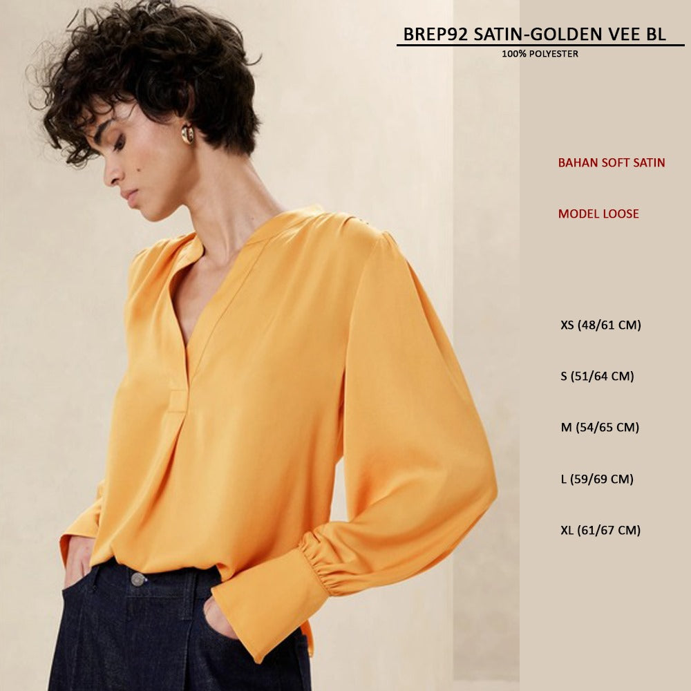 Blouse Wanita Lengan Panjang Soft Satin (BREP92 SATIN VEE BL)