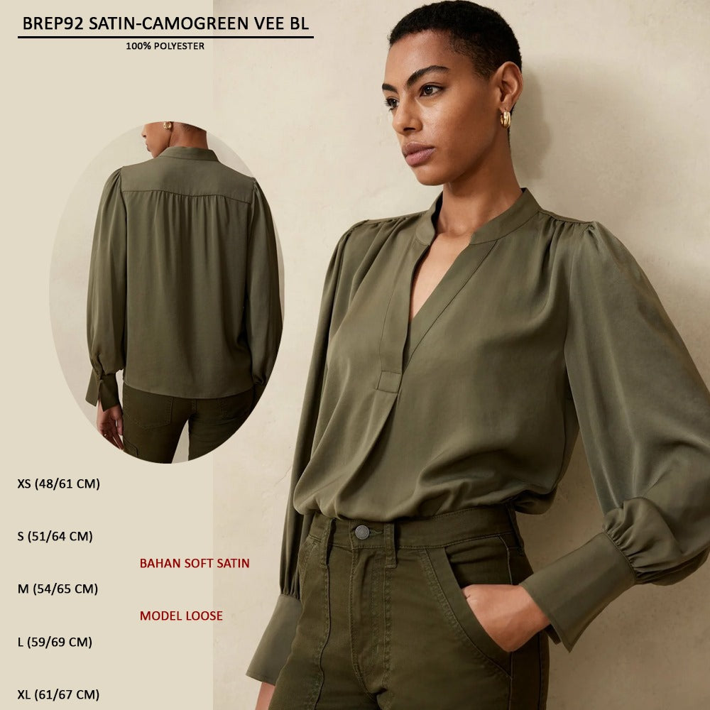 Blouse Wanita Lengan Panjang Soft Satin (BREP92 SATIN VEE BL)